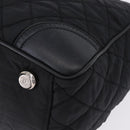 CHANEL Paris New York Line Matelasse Tote Bag Nylon Black Silver CC Auth 203206A-13