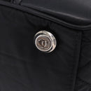 CHANEL Paris New York Line Matelasse Tote Bag Nylon Black Silver CC Auth 203206A-16