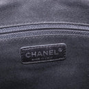 CHANEL Paris New York Line Matelasse Tote Bag Nylon Black Silver CC Auth 203206A-18