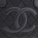CHANEL Paris New York Line Matelasse Tote Bag Nylon Black Silver CC Auth 203206A-3