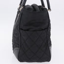 CHANEL Paris New York Line Matelasse Tote Bag Nylon Black Silver CC Auth 203206A-5
