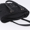 CHANEL Paris New York Line Matelasse Tote Bag Nylon Black Silver CC Auth 203206A-7
