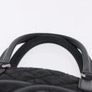 CHANEL Paris New York Line Matelasse Tote Bag Nylon Black Silver CC Auth 203206A-9