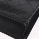 CHANEL Matelasse Shoulder Bag Lamb Skin Black Gold CC Auth 203208-12