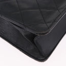 CHANEL Matelasse Shoulder Bag Lamb Skin Black Gold CC Auth 203208-13