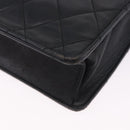 CHANEL Matelasse Shoulder Bag Lamb Skin Black Gold CC Auth 203208-14