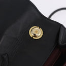 CHANEL Matelasse Shoulder Bag Lamb Skin Black Gold CC Auth 203208-20