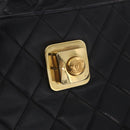 CHANEL Matelasse Shoulder Bag Lamb Skin Black Gold CC Auth 203208-22