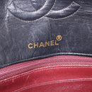 CHANEL Matelasse Shoulder Bag Lamb Skin Black Gold CC Auth 203208-23