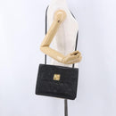 CHANEL Matelasse Shoulder Bag Lamb Skin Black Gold CC Auth 203208-31