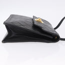 CHANEL Matelasse Shoulder Bag Lamb Skin Black Gold CC Auth 203208-4