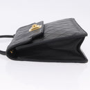 CHANEL Matelasse Shoulder Bag Lamb Skin Black Gold CC Auth 203208-5