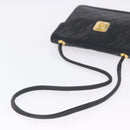 CHANEL Matelasse Shoulder Bag Lamb Skin Black Gold CC Auth 203208-7