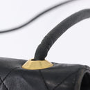 CHANEL Matelasse Shoulder Bag Lamb Skin Black Gold CC Auth 203208-9
