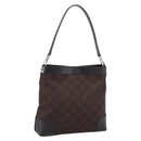 GUCCI GG Canvas Shoulder Bag outlet Dark Brown Silver 143745 Auth 203209A-1