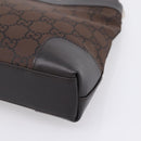 GUCCI GG Canvas Shoulder Bag outlet Dark Brown Silver 143745 Auth 203209A-10