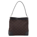GUCCI GG Canvas Shoulder Bag outlet Dark Brown Silver 143745 Auth 203209A-2