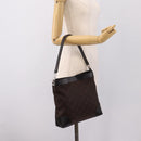GUCCI GG Canvas Shoulder Bag outlet Dark Brown Silver 143745 Auth 203209A-21