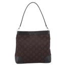 GUCCI GG Canvas Shoulder Bag outlet Dark Brown Silver 143745 Auth 203209A-3