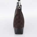 GUCCI GG Canvas Shoulder Bag outlet Dark Brown Silver 143745 Auth 203209A-4