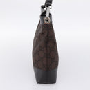 GUCCI GG Canvas Shoulder Bag outlet Dark Brown Silver 143745 Auth 203209A-5