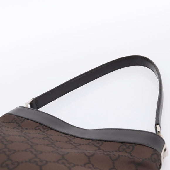 GUCCI GG Canvas Shoulder Bag outlet Dark Brown Silver 143745 Auth 203209A