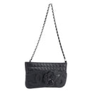 CHANEL Choco Bar line COCO Mark Chain Bag Leather Black Silver CC Auth 203211V-1