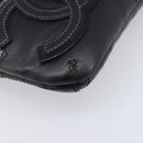 CHANEL Choco Bar line COCO Mark Chain Bag Leather Black Silver CC Auth 203211V-11