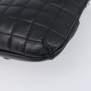 CHANEL Choco Bar line COCO Mark Chain Bag Leather Black Silver CC Auth 203211V-12