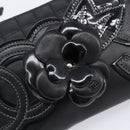 CHANEL Choco Bar line COCO Mark Chain Bag Leather Black Silver CC Auth 203211V-14