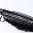 CHANEL Choco Bar line COCO Mark Chain Bag Leather Black Silver CC Auth 203211V-16