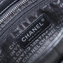 CHANEL Choco Bar line COCO Mark Chain Bag Leather Black Silver CC Auth 203211V-17