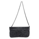 CHANEL Choco Bar line COCO Mark Chain Bag Leather Black Silver CC Auth 203211V-2