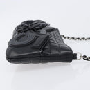 CHANEL Choco Bar line COCO Mark Chain Bag Leather Black Silver CC Auth 203211V-4