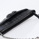 CHANEL Choco Bar line COCO Mark Chain Bag Leather Black Silver CC Auth 203211V-6