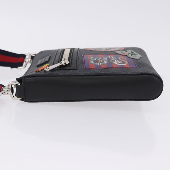 GUCCI GG Supreme Sherry Line Shoulder Bag PVC Black Silver 547751 Auth 203212M