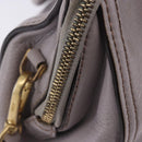 MCM Hand Bag Leather 2way Gray Gold Auth 203213-10