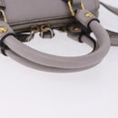 MCM Hand Bag Leather 2way Gray Gold Auth 203213-12