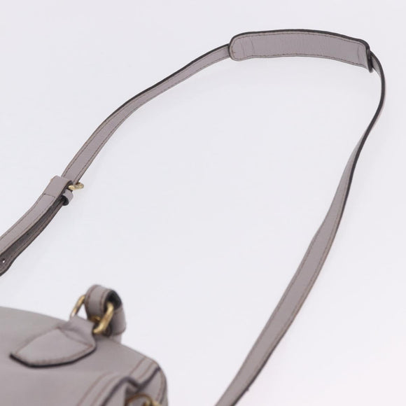 MCM Hand Bag Leather 2way Gray Gold Auth 203213