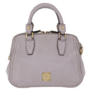MCM Hand Bag Leather 2way Gray Gold Auth 203213-2