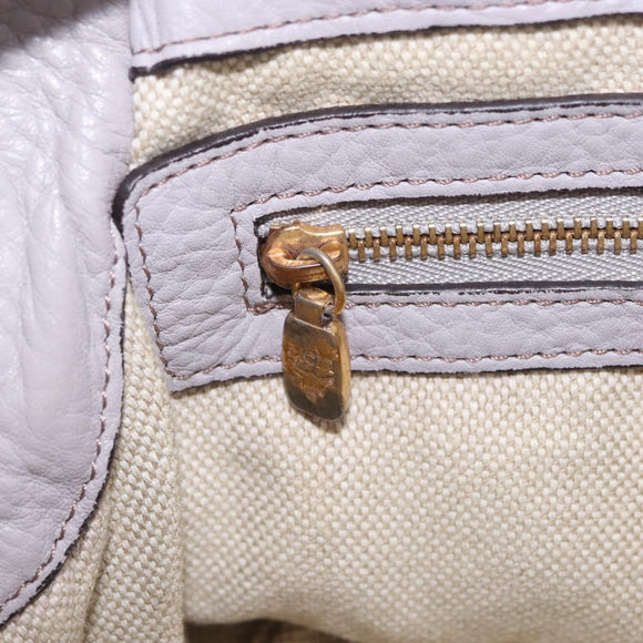 MCM Hand Bag Leather 2way Gray Gold Auth 203213