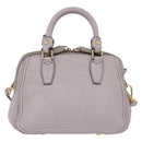MCM Hand Bag Leather 2way Gray Gold Auth 203213-4