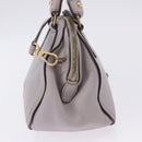 MCM Hand Bag Leather 2way Gray Gold Auth 203213-7