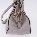 MCM Hand Bag Leather 2way Gray Gold Auth 203213-8