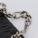 Miu Miu Matelasse Chain Shoulder Bag Leather Black Silver Auth 203216V-10