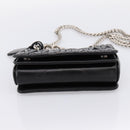 Miu Miu Matelasse Chain Shoulder Bag Leather Black Silver Auth 203216V-11