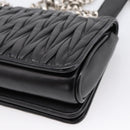 Miu Miu Matelasse Chain Shoulder Bag Leather Black Silver Auth 203216V-14