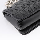 Miu Miu Matelasse Chain Shoulder Bag Leather Black Silver Auth 203216V-15