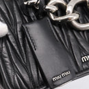 Miu Miu Matelasse Chain Shoulder Bag Leather Black Silver Auth 203216V-16