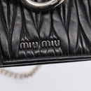 Miu Miu Matelasse Chain Shoulder Bag Leather Black Silver Auth 203216V-17